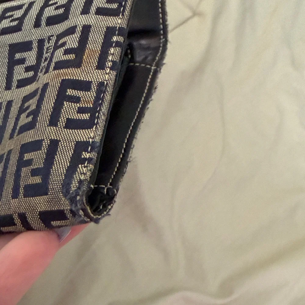 FENDI Zucchino Jeans Pattern Trifold Wallet Leather Vintage - Picture 13 of 13